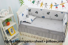 Promotion! 6PCS 100% cotton crib bedding piece set baby bedding,bed sheets pillow case (bumper+sheet+pillow cover) 2024 - buy cheap