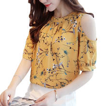 Plus Size Summer Cold Shoulder Chiffon Floral Printed Blouse Shirt Women Tops Elegant Ladies Korea Blouses Blusas Female 2018 2024 - buy cheap