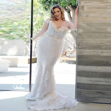 Diâmetro do vestido de casamento, plus size, apliques, renda, sereia, feito sob encomenda, noiva, frete grátis 2024 - compre barato