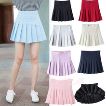Saias plissadas de cintura alta, mulheres, uniforme escolar japonês, em cores sólidas, para verão e primavera 2024 - compre barato