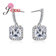 High Quality Fashion Luxury Austrian Crystal Stud Earrings For Women 2020 Micro Rhinestone Silver Earring Bague Bijoux 2024 - buy cheap