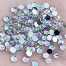 2000pcs 4mm Flatback AB Clear white beads Acrylic Semicircle Rhinestone trim DIY Wedding Dress  -S681*5 2024 - buy cheap