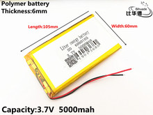 1 шт./лот 3,7 в 5000 мАч 6060105 литий-полимерная аккумуляторная батарея для GPS PSP DVD 2024 - купить недорого