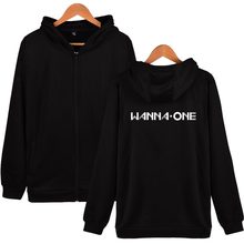 Kpop Korean New Boy Band WANNA ONE Hoodie Zip-Up Fashion Clothing Korean Wanna One Men Women Hooded Sweatshirts With Zipper 2024 - buy cheap