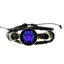 DropShiping Gemini Cancer Leo Virgo Libra Scorpio 12 Constellation Black punk Leather Bracelet Zodiac Bracelet for Men Women 2024 - buy cheap