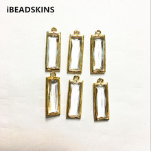 New arrival! 26x9mm 50pcs/lot gold color Copper Material with clear Glass rectangle-shape connection for Jewelry handmade DIY 2024 - buy cheap
