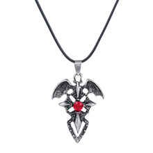 1Vampire Pendant Steampunk Gothic Fantasy Red Crystal Cross Necklace Punk Unisex Black Rope Xmas Necklaces&Pendants Dropshipping 2024 - buy cheap