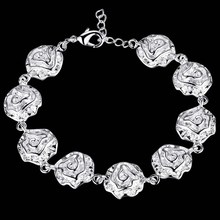 AH023 Wholesale Pretty Silver Plated Bracelets For Women Wholesale Free Shipping Charm Christmas Gifts Fashion925 Jewelry Roses 2024 - buy cheap