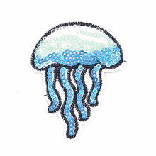 1 PCS Jellyfish embroidered Iron on patches for clothing Sequins patches DIY applique patch bags shoes clothes stickers 2024 - buy cheap