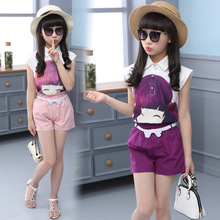 2016 Girls Summer Wear Suits Children's Wear Children's Short Sleeve Shorts Two-piece Cuhk Children's T-shirt Girl Set 2024 - buy cheap