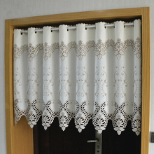 Meia-cortina folhas flor bordado usar cortina de pano blackout cortina bordado bainha cortina para a porta do armário de cozinha 2024 - compre barato