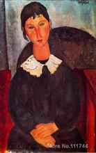 Painting by Amedeo Modigliani Elvira with a white collar Portrait art handmade High Quality 2024 - buy cheap