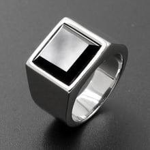 New Vintage Punk Men Ring Black Stone Ring Fashion Square Black Men Women Ring For Christmas gift High Quality Jewelry Wholesale 2024 - buy cheap