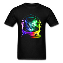 SpaceX астронавт кот чистый хлопок мужские футболки печатные изображения футболка новый дизайн Повседневный Топ футболки оптовая продажа индивидуальные мужские 2024 - купить недорого