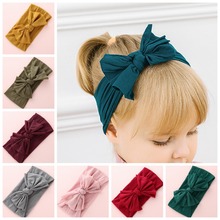 Knot Bow Nylon Headbands, One size fits most Wide Bow Nylon Turban Head wraps Soft Headwrap, Baby Girls Hair Accessories 2024 - buy cheap
