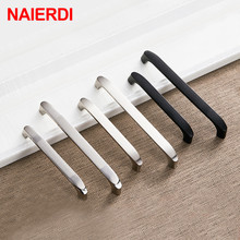 NAIERDI Cabinet Handles Kitchen Door Handles Zinc Alloy Wardrobe Drawer Handles Black Brushed Modern Style Furniture Hardware 2024 - buy cheap