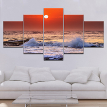 Impresso pôr do sol seascape paisagem modular imagem mar ondas praia grande impressão em tela pintura para casa decoração da arte parede 2024 - compre barato