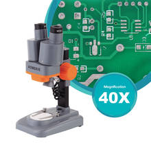 AOMEKIE 40X Binocular Stereo Microscope Top LED PCB Solder Mineral Specimen Watching Kids Science Education Phone Repair Tool 2024 - buy cheap