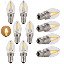 Lâmpada de led vela filamento edison 10 mini c7 e14 2w, lâmpada de halogênio substitui as lâmpadas 20w brancas quentes 2300k 2024 - compre barato