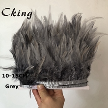 Cking Grey Dyed saddle feather trim 10-15cm 4-6inch width rooster chicken feather strips lace fringe for cloth costumes decorate 2024 - buy cheap