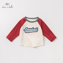DBA10874 dave bella/осенний пуловер для маленьких мальчиков, Детская футболка с длинными рукавами, высококачественные детские футболки 2024 - купить недорого