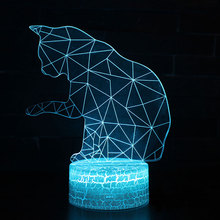 Lámpara LED de noche 3D con temática de gato travieso, lámpara de ambiente táctil con cambio de 7 colores, regalo de Navidad, envío directo 2024 - compra barato