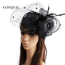 Crinoline-tocado de plumas, velos nupciales, accesorios para el cabello, sombreros de cóctel, Color clásico, MYQ110 2024 - compra barato