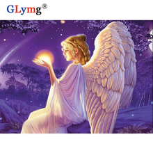 GLymg-Cuadro de Ángel bordado de diamante 5D Diy para niños, punto de cruz, Kit de cuentas cuadradas completas para hacer mosaicos, cuadro decorativo de pared 2024 - compra barato