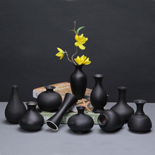 Настольная Ваза, керамические черные сушеные цветы, свежие Гидропонные цветы, Jardiniere для домашнего декора, маленькие украшения для чайного дома 2024 - купить недорого