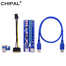 Chipal-extensor de placa ver009s, pci-e riser, pcie 1x para 16x, com led + 0.6m, cabo usb 3.0/6pin, cabo de alimentação para placa gráfica de vídeo 2024 - compre barato