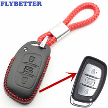 FLYBETTER Genuine Leather 3Button Keyless Entry Smart Key Case Cover For Hyundai Sonata9/Tucson/Elantra L107 2024 - buy cheap