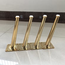 Patas de Metal para muebles, pies de sofá de tubo Vertical/inclinado dorado para armario de TV, accesorios de soporte para muebles, 4 Uds. 2024 - compra barato