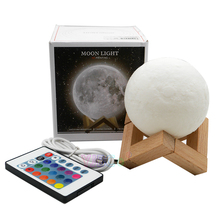 Lâmpada de globo de lua brilhante, 16 cores, impressão 3d, lâmpada de lua brilhante, controle remoto, luz noturna luna para decoração de casa, quarto, crianças 2024 - compre barato