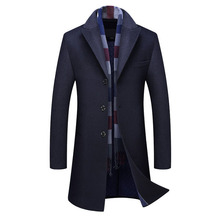 Casaco de lã longo para homens, jaqueta quente casual grossa para inverno 2024 - compre barato
