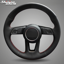 Shining wheat Black Genuine Leather Steering Wheel Cover for Audi A1 (8X) Sportback A3 (8V) A4 (B9) Avant A5 (F5) Q2 2024 - buy cheap