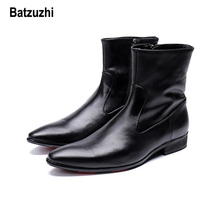 Batzuzhi Autumn Winter Boots Men Short Black Soft Leather Dress Boots Men zapatos de hombre Cowboy Safty Knight botas hombre, 12 2024 - buy cheap