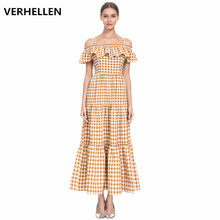 VERHELLEN-Vestido largo informal a cuadros de manga corta para mujer, vestido largo elegante de fiesta para verano, 2019 2024 - compra barato