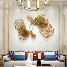 Colgante de pared 3D de hierro forjado europeo, Flor de Oro de lujo, artesanía, decoración del hogar, sala de estar, pegatina de pared, Mural de 2024 - compra barato