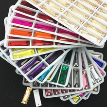 Baguette de cristal de colores para coser, piedras para coser con pedrería rectangular de 5x15mm ~ 9x27mm, para vestidos y prendas 2024 - compra barato