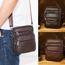 New Business Men's Genuine Leather Handbag Briefcase Messenger Crossbody Waist Bag Travel Shoulder Bag Purse Brown 2024 - buy cheap