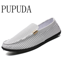 PUPUDA New Casual Shoes Men Fashion Slip On Loafers Breathable Espadrilles Men Trend Driving Shoes Male Cheap Canvas Sneakers 2024 - buy cheap