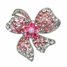 2016 Valentines Gift Crystal Rhinestone Metal Bowknot Brooch Pin Women Fashion Jewelry 2024 - buy cheap