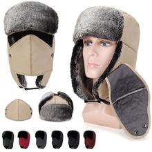 Balaclava chapéus de orelha bomber, chapéus de lã para homens e mulheres, chapéu de esqui de neve russa à prova de vento, proteção facial, orelha 2024 - compre barato