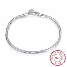 100% 925 Sterling Silver 3mm Snake Bone Chain Bracelets & Bangles For Women Lady Fine Jewelry 2024 - buy cheap