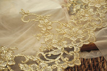 3 Yards Alencon Lace Trim in Gold for Wedding Gown , Bridals, Veils, Garters, Costumes,Jewelry Design 2024 - buy cheap