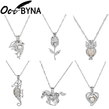 Octbyna Silver Color Cage Pearl Pendant Necklace Wish Natural Pearl Oyster Pearl Necklace For Women Trendy Jewelry Dropshipping 2024 - buy cheap