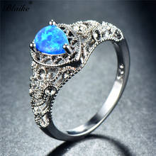 Blaike Blue Fire Opal Stone Water Drop Ring For Men Women Boho 925 Sterling Silver Filled Birthstone Jewelry Vintage Finger Ring 2024 - buy cheap