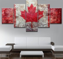 Póster de la bandera de Canadá, pinturas decorativas modernas sobre lienzo, arte de pared para decoración del hogar, obra de arte, 5 piezas 2024 - compra barato