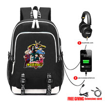 Мой герой Academy книжная Сумка Рюкзак Студенческая школьная сумка для мальчиков для девочек рюкзак для путешествий USB порт Mochila черный рюкзак 2024 - купить недорого