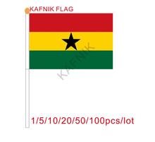 Kafnik de vários tamanhos, 10/20/100 peças, bandeira do gana pequeno 14*21cm, bandeira da mão, bandeira nacionais com lançamento de postes 2024 - compre barato
